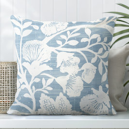 ライトブルー&ホワイトフローラ装飾用クッション クッション