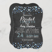 ライトブルー,ホワイトレトロシャルボードブライダルシャワー 招待状 (正面/裏面)