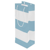 ライトブルー&ホワイトワイドストライプモノグラム付き ワインギフトバッグ (裏面アングル)