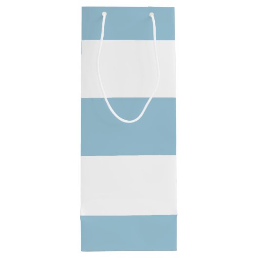 ライトブルー&ホワイトワイドストライプモノグラム付き ワインギフトバッグ (裏面)