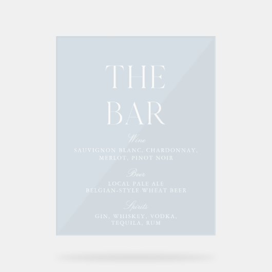 ライトブルー&ホワイト結婚のアクリルバー標識 アクリルサイン (正面)