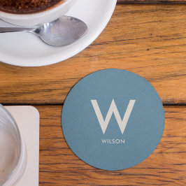 ライトブルー モノグラム パーソナルパーティー ラウンドペーパーコースター