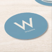 ライトブルー モノグラム パーソナルパーティー ラウンドペーパーコースター (アングル)