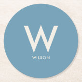 ライトブルー モノグラム パーソナルパーティー ラウンドペーパーコースター (正面)