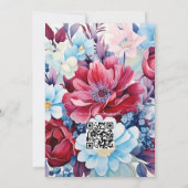 ライトブルー、埃っぽいブルー、ブルゴーニュのフローラ結婚ズ 招待状 (裏面)