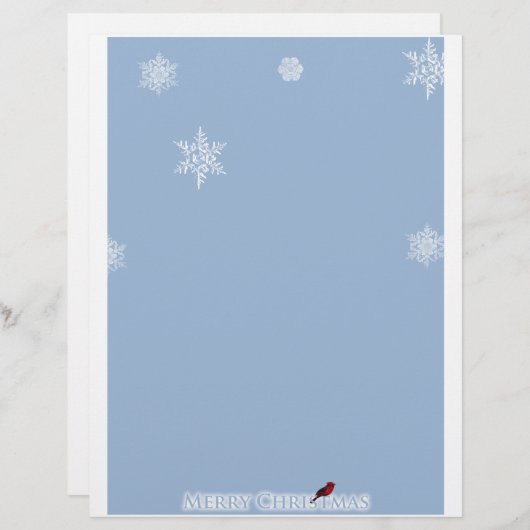 ライトブルー、白い雪と赤い(鳥)ショウジョウコウカンチョウ (正面/裏面)