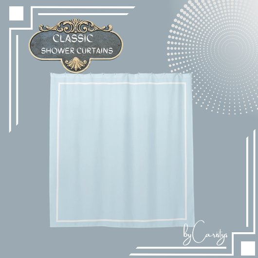 ライトブルー(白縁ど) シャワーカーテン