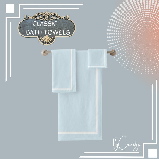 ライトブルー(白縁ど) バスタオルセット