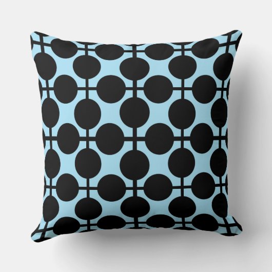 ライトブルー(黒い幾何学的) クッション (裏面)