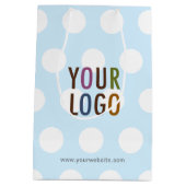 ライトブルー 10インチ ポルカドット ギフトバッグ カスタムロゴ (裏面)