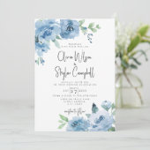 ライトブルーBohoフローラQRコードすべて結婚の 招待状 (スタンド正面)