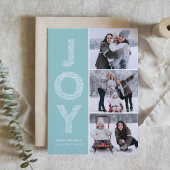 ライトブルーJOY葉レタリングフォトコラージュ シーズンカード