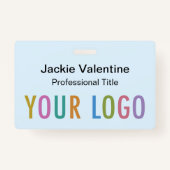 ライトブルーPVC名バッジ（クリップラニヤードリール付き） バッジ (正面)