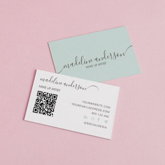 ライトブルーQRコードプロフェッショナル名刺 名刺