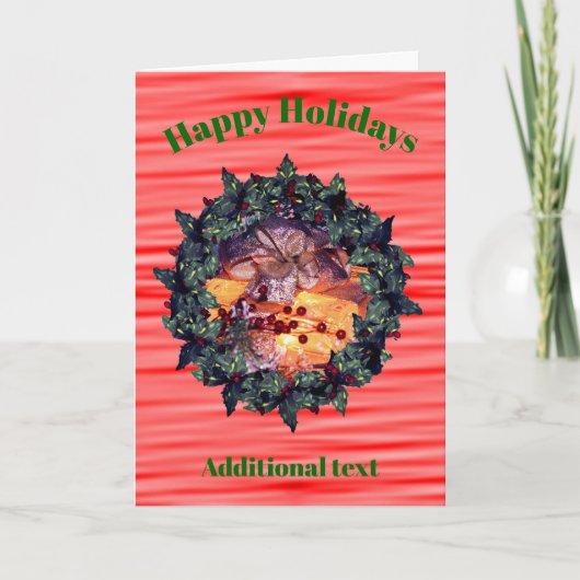 ライトプレゼントホリーベリーリースクリスマスカード シーズンカード (正面)