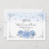 ライトベイビーブルーシルバー キンセアニエラ フォト バースデー サンキューカード (裏面)