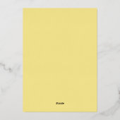 ライトベビーシャワー招待状 – 黄&緑 箔招待状 (裏面)