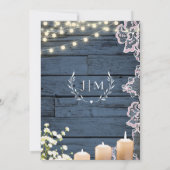 ライトベビーズブレス&レースネイビーブルーウッド結婚ズ 招待状 (裏面)