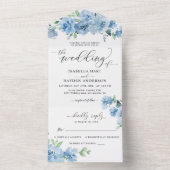 ライトベビーダスティブルーブルーフローラボタニカル結婚ズ オールインワン招待状 (内側)