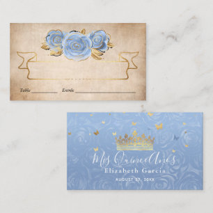 ライトベビーブルーと金ゴールドバラウォーター色エスコート プレイスカード