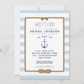 ライトベビーブルーインフィニティ航海のノットベビーシャワー 招待状 (正面)