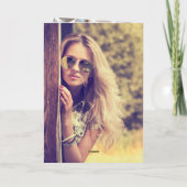 ライトベビーブルーシルバーグリッター写真Sweet 16 サンキューカード (裏面)