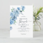 ライトベビーブルーボタニカルフローラブライダルシャワー 招待状 (スタンド正面)
