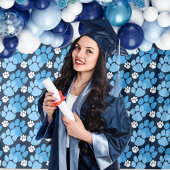 ライトベビーブルー&ネイビーの繰り返しペイント背景 タペストリー