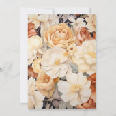 ライトベージュとシャンパンの花柄のウェディング 招待状 (裏面)