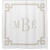 ライトベージュとホワイトギリシャ鍵 |モノグラムの | シャワーカーテン (正面)