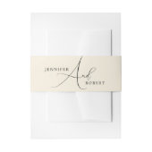 ライトベージュの背景に黒のスクリプトタイポグラフィ 招待状ベリーバンド (正面例)