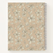 ライトベージュの花を投げる – シームレスパターン ノートブック (裏面)