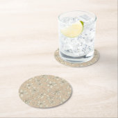 ライトベージュの花を投げる – シームレスパターン ラウンドペーパーコースター (インサイチュ)