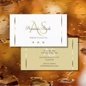 ライトベージュエレガントとホワイトダイヤモンドのイニシャル 名刺