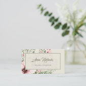 ライトベージュエレガントピンクフォレストフローラフレーム 名刺 (スタンド正面)