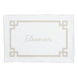 ライトベージュギリシャ語鍵モノグラム標準 枕カバー