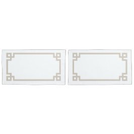 ライトベージュギリシャ鍵縁どキングサイズ 枕カバー