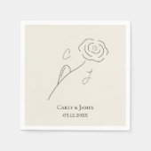 ライトベージュミニマリストフラワーラインアートモノグラム スタンダードカクテルナプキン (正面)