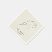 ライトベージュミニマリストフラワーラインアートモノグラム スタンダードカクテルナプキン (角)