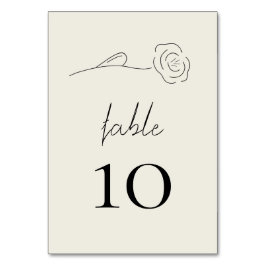 ライトベージュミニマリストフラワーラインアート結婚ズ テーブルナンバー