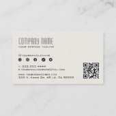 ライトベージュリネンのテクスチャQRコード 名刺 (裏面)