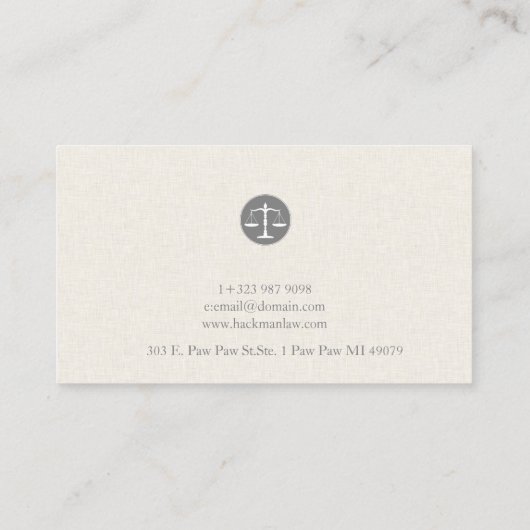 ライトベージュリネングレージャスティスロゴ 名刺 (裏面)