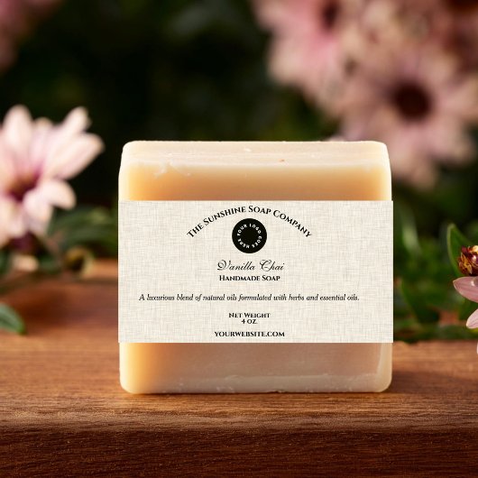 ライトベージュリネン紙スタイルソープバンドとロゴ