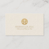 ライトベージュリネン金ゴールドジャスティスロゴ名刺 名刺 (正面)