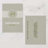 ライトベージュリネン&ホワイトレース 名刺 (正面/裏面)