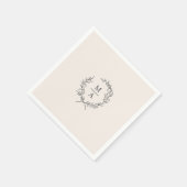 ライトベージュ色シンプルローレエレガントルリースモノグラム スタンダードカクテルナプキン (角)