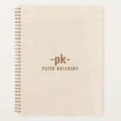 ライトベージリンテクスチャシンプルタイポグラフィタン プランナー手帳 (正面)