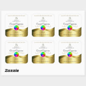 ライトホワイト波状金ゴールドロゴモノグラム製品ラベル スクエアシール (シート)