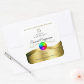 ライトホワイト波状金ゴールドロゴモノグラム製品ラベル スクエアシール (封筒)