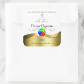 ライトホワイト波状金ゴールドロゴモノグラム製品ラベル スクエアシール (バッグ)